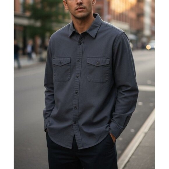 Guess Mens Navy Blue Button-Down Long-Sleeve Shirt S Regular Fit - Picture 1 of 5